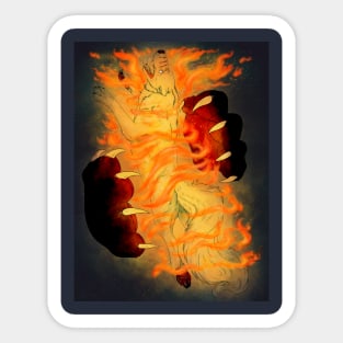 Between Flames and Claws Sticker